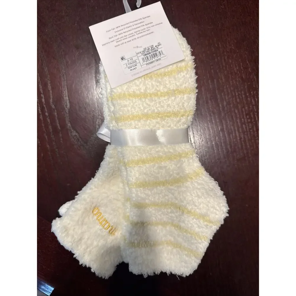 Auden Cozy Super Soft Ankle Socks Womens Cream/Yellow Stripe 4-10 2 Pairs